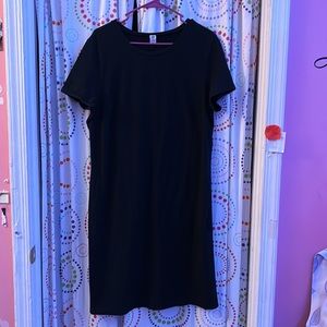 Long black short sleeve dress